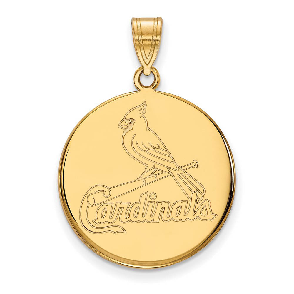 10K Yellow Gold MLB St. Louis Cardinals Large Disc Pendant, Item P33088 by The Black Bow Jewelry Co.