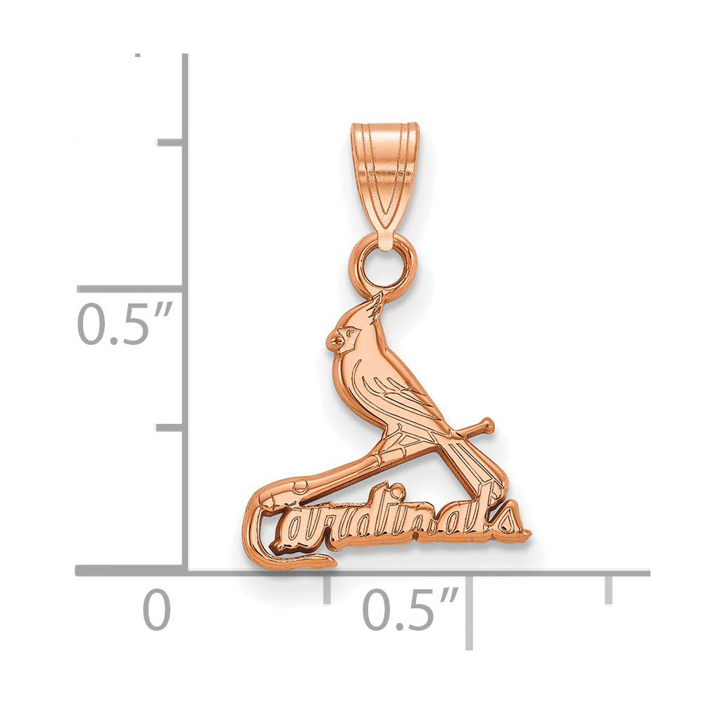 Alternate view of the 14K Rose Gold MLB St. Louis Cardinals Small Script Logo Pendant by The Black Bow Jewelry Co.