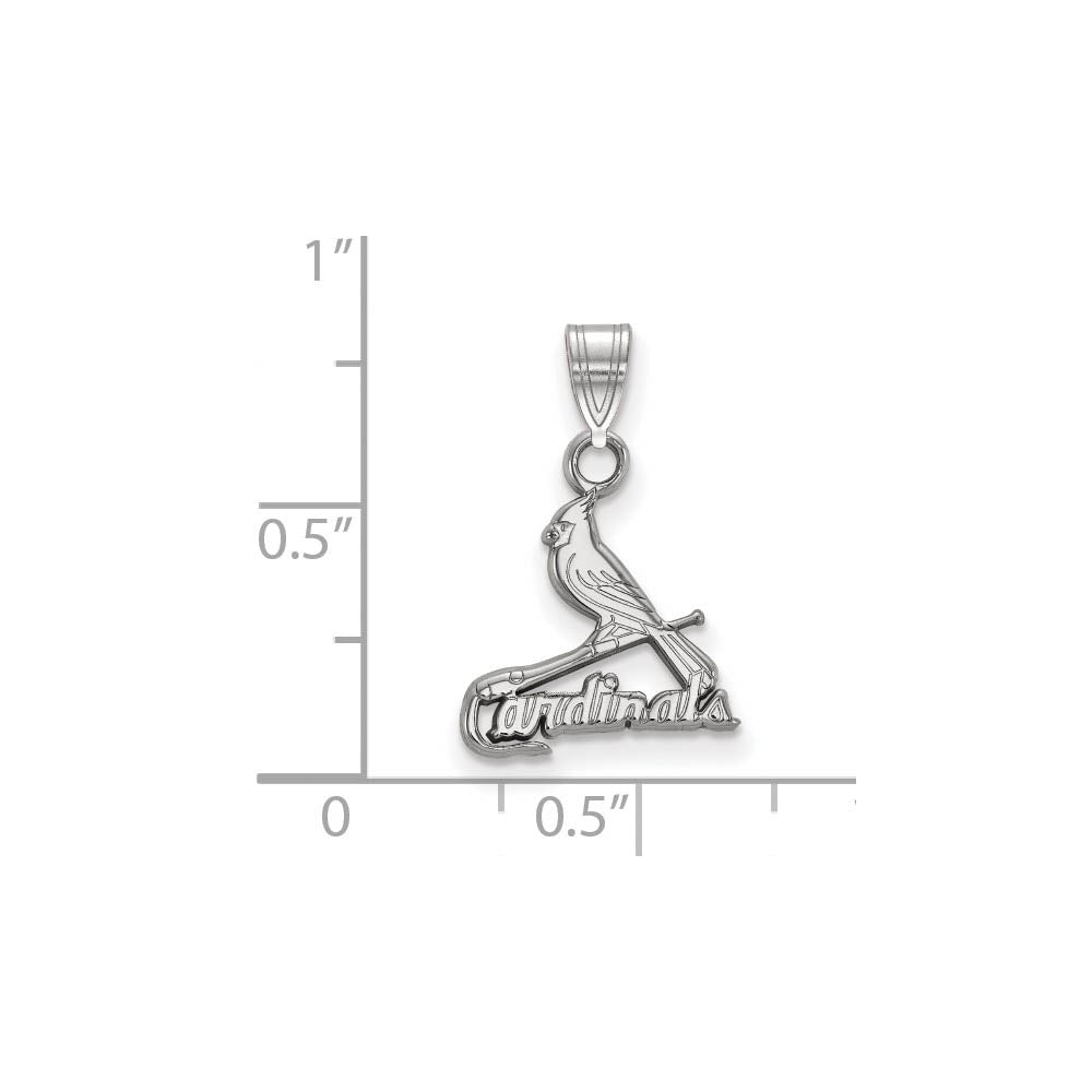 Alternate view of the 14K White Gold MLB St. Louis Cardinals Small Script Logo Pendant by The Black Bow Jewelry Co.