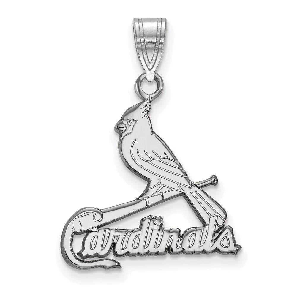 14K White Gold MLB St. Louis Cardinals Large Script Logo Pendant, Item P33099 by The Black Bow Jewelry Co.