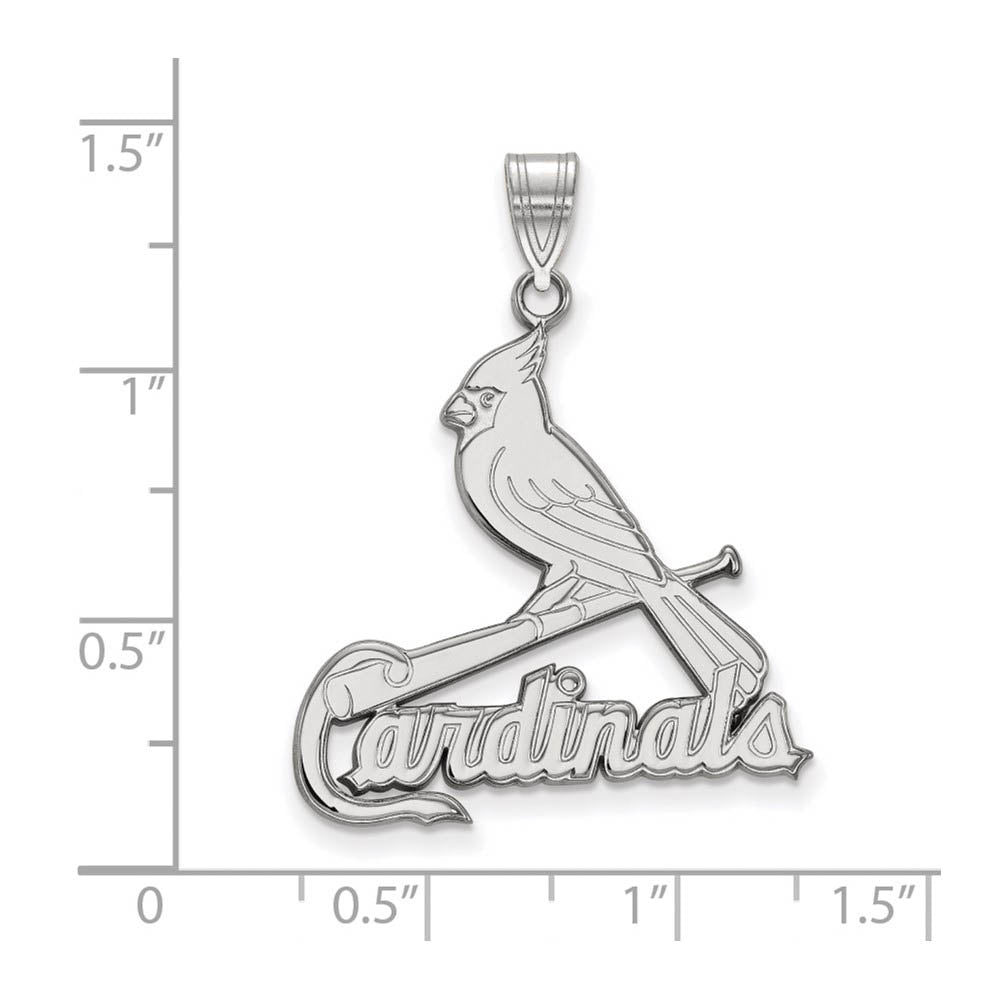Alternate view of the 14K White Gold MLB St. Louis Cardinals XL Script Logo Pendant by The Black Bow Jewelry Co.