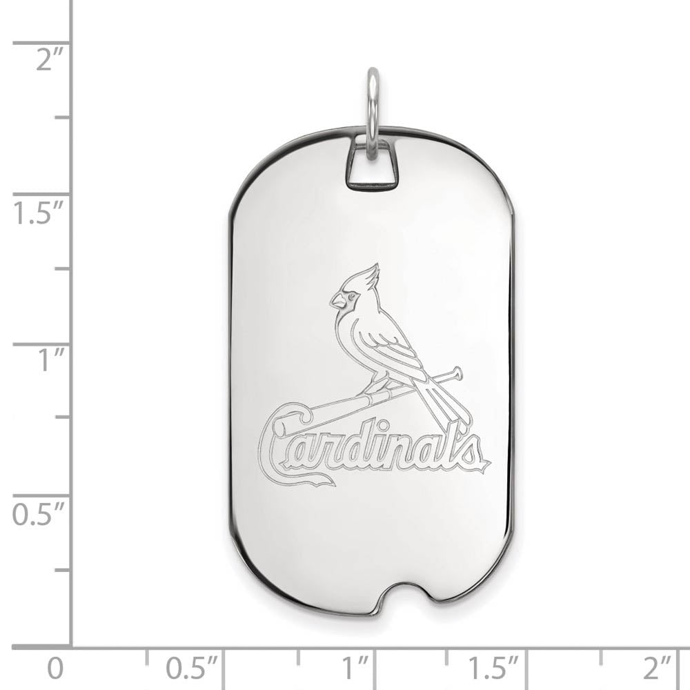 Alternate view of the 14K White Gold MLB St. Louis Cardinals Large Dog Tag Pendant by The Black Bow Jewelry Co.