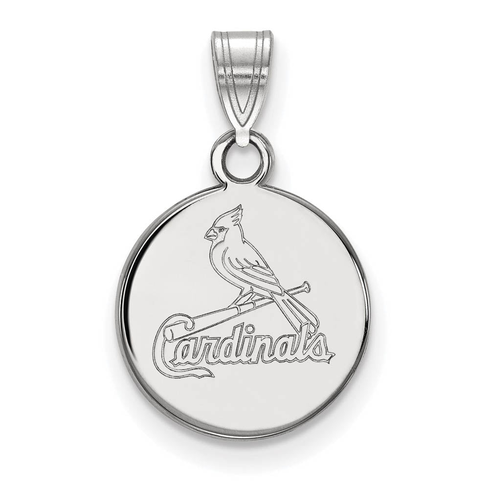 14K White Gold MLB St. Louis Cardinals Small Disc Pendant, Item P33103 by The Black Bow Jewelry Co.