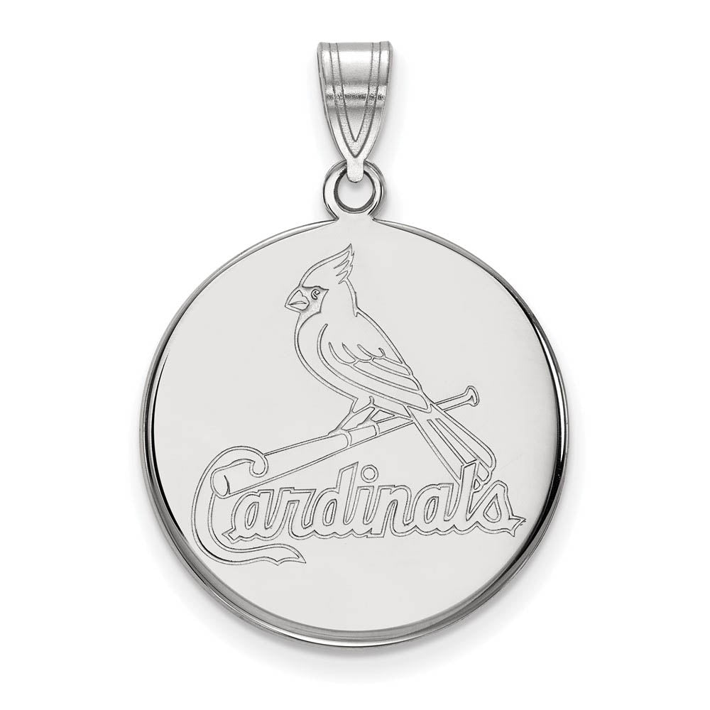 14K White Gold MLB St. Louis Cardinals Large Disc Pendant, Item P33105 by The Black Bow Jewelry Co.