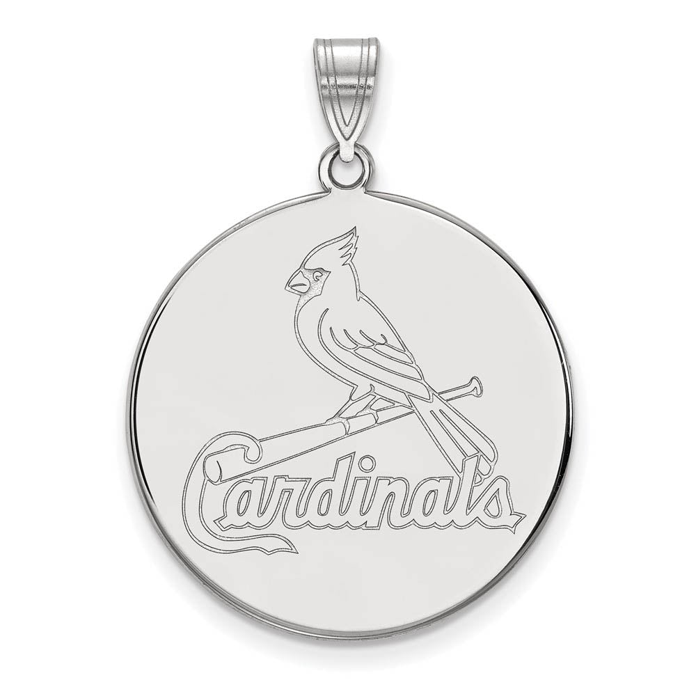 14K White Gold MLB St. Louis Cardinals XL Disc Pendant, Item P33106 by The Black Bow Jewelry Co.