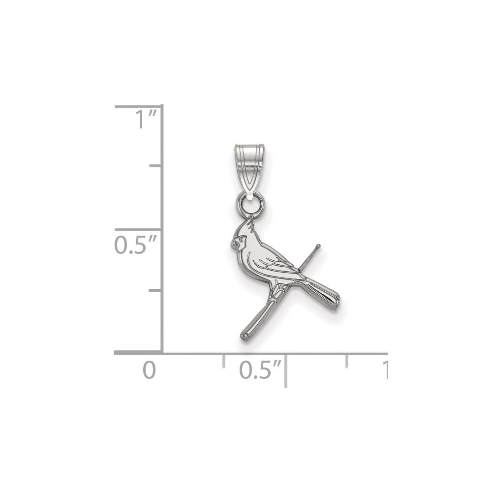 Alternate view of the 14K White Gold MLB St. Louis Cardinals Small Bird/Bat Pendant by The Black Bow Jewelry Co.