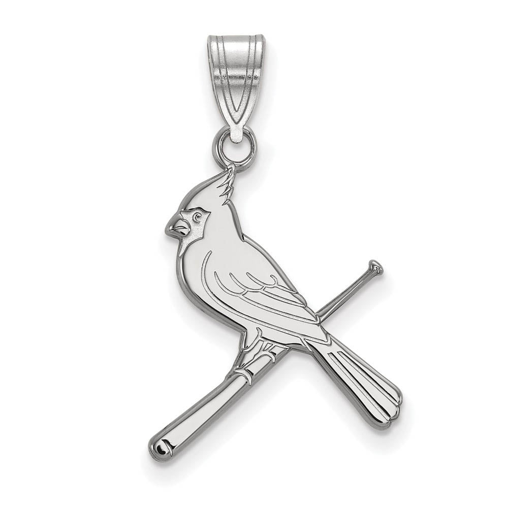 14K White Gold MLB St. Louis Cardinals Large Bird/Bat Pendant, Item P33112 by The Black Bow Jewelry Co.