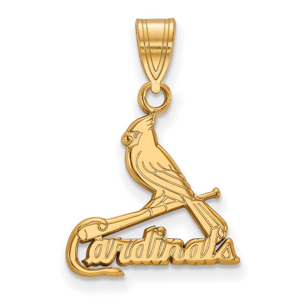 14K Gold Plated Silver MLB St. Louis Cardinals MD Script Logo Pendant, Item P33130 by The Black Bow Jewelry Co.