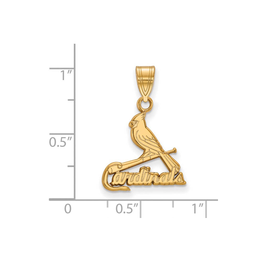 Alternate view of the 14K Gold Plated Silver MLB St. Louis Cardinals MD Script Logo Pendant by The Black Bow Jewelry Co.