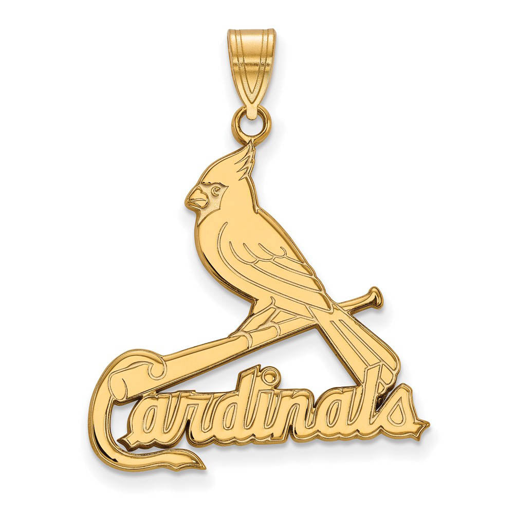 14K Gold Plated Silver MLB St. Louis Cardinals XL Script Logo Pendant, Item P33132 by The Black Bow Jewelry Co.
