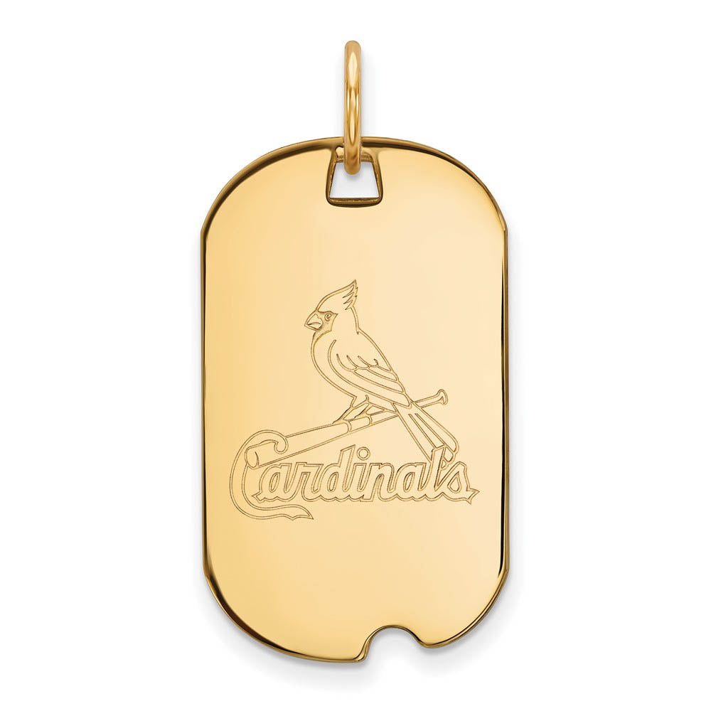 14K Gold Plated Silver MLB St. Louis Cardinals Small Dog Tag Pendant, Item P33133 by The Black Bow Jewelry Co.