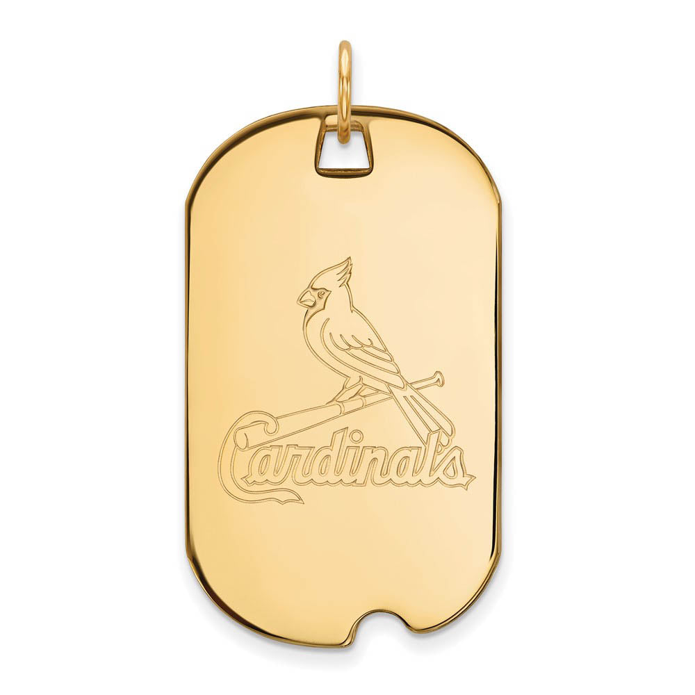 14K Gold Plated Silver MLB St. Louis Cardinals Large Dog Tag Pendant, Item P33134 by The Black Bow Jewelry Co.