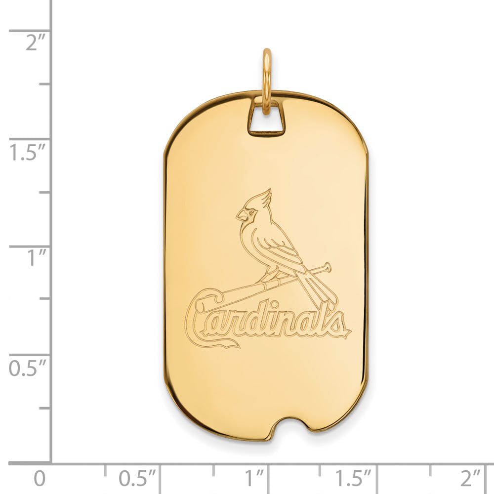 Alternate view of the 14K Gold Plated Silver MLB St. Louis Cardinals Large Dog Tag Pendant by The Black Bow Jewelry Co.