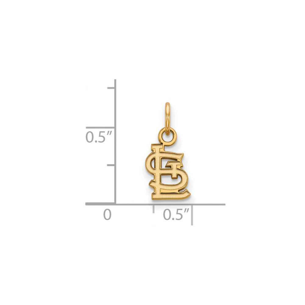 Alternate view of the 14K Gold Plated Silver MLB St. Louis Cardinals XS (Tiny) STL Charm by The Black Bow Jewelry Co.
