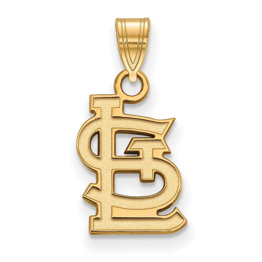 14K Gold Plated Silver MLB St. Louis Cardinals Small STL Pendant, Item P33140 by The Black Bow Jewelry Co.