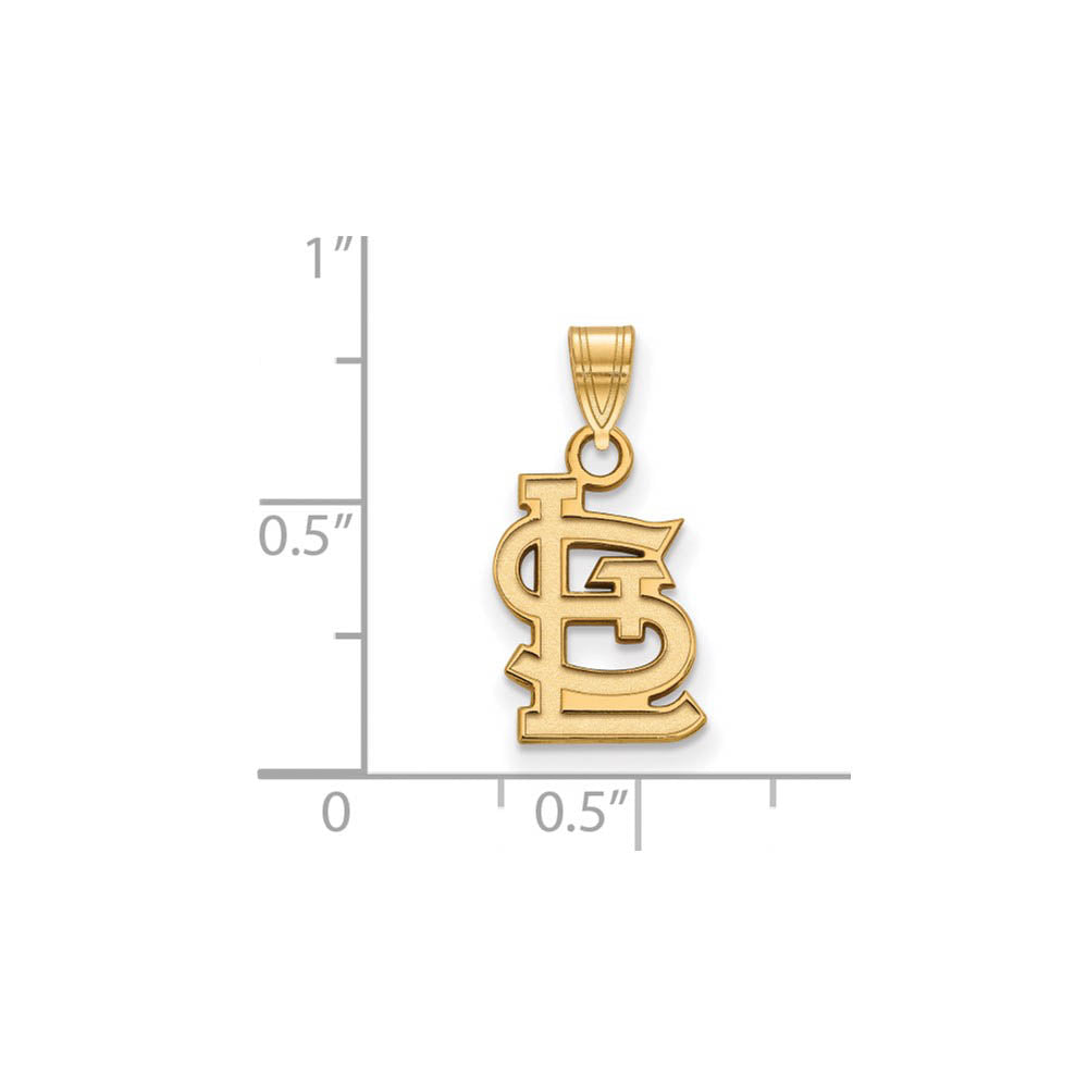 Alternate view of the 14K Gold Plated Silver MLB St. Louis Cardinals Small STL Pendant by The Black Bow Jewelry Co.