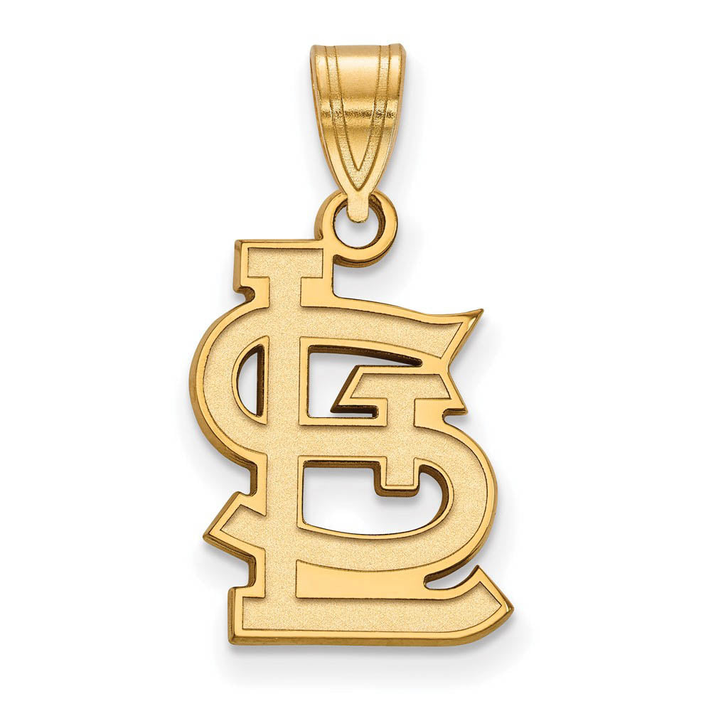 14K Gold Plated Silver MLB St. Louis Cardinals Medium STL Pendant, Item P33141 by The Black Bow Jewelry Co.