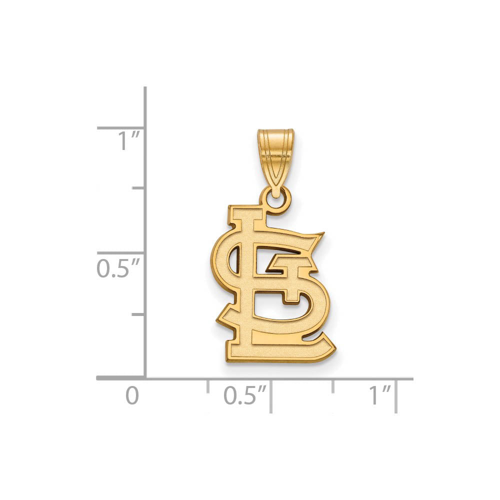 Alternate view of the 14K Gold Plated Silver MLB St. Louis Cardinals Medium STL Pendant by The Black Bow Jewelry Co.