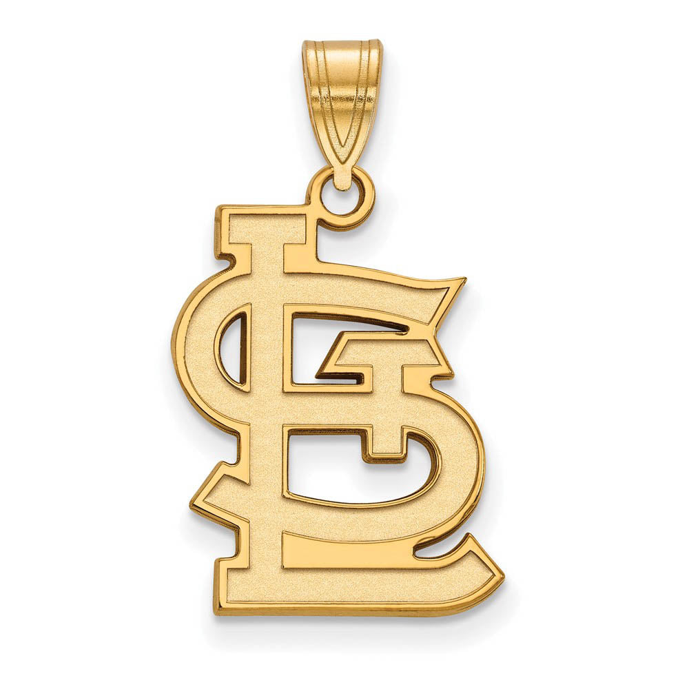 14K Gold Plated Silver MLB St. Louis Cardinals Large STL Pendant, Item P33142 by The Black Bow Jewelry Co.