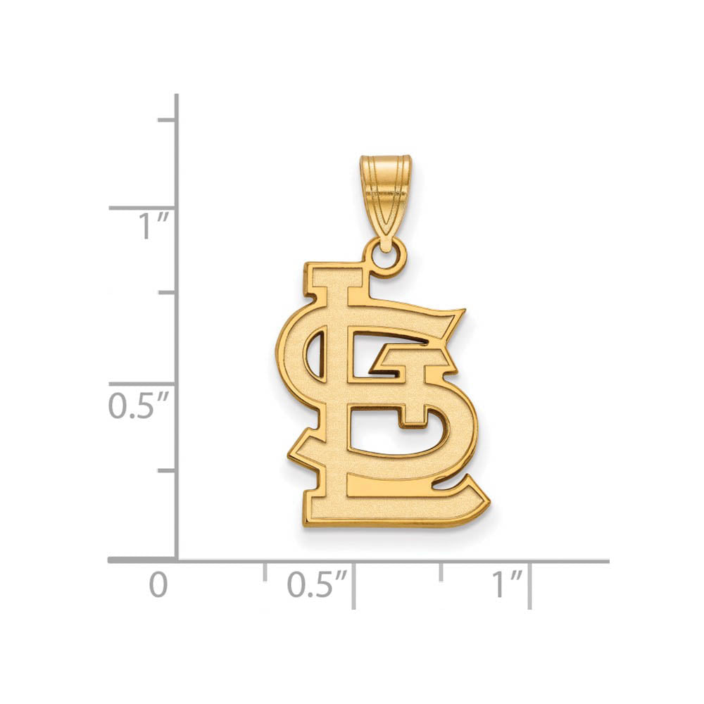 Alternate view of the 14K Gold Plated Silver MLB St. Louis Cardinals Large STL Pendant by The Black Bow Jewelry Co.