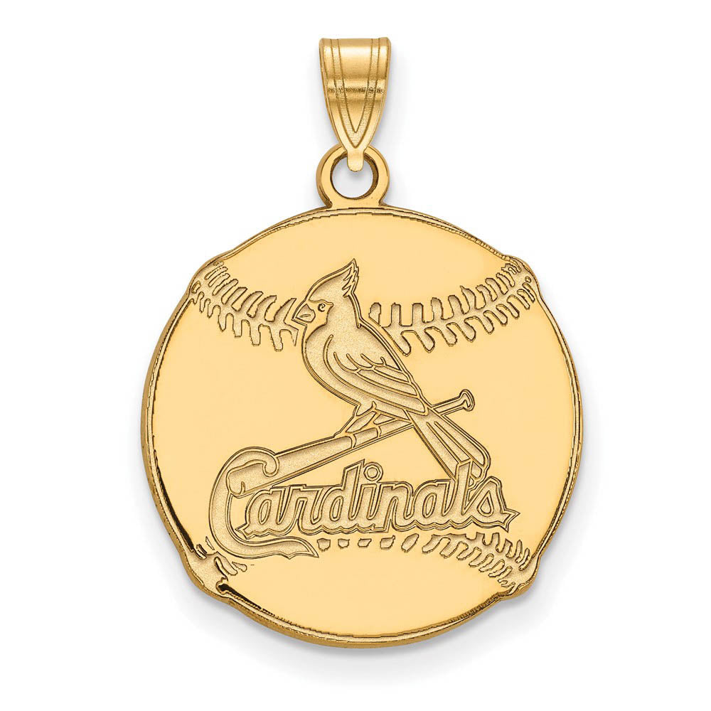 14K Gold Plated Silver MLB St. Louis Cardinals LG Baseball Pendant, Item P33146 by The Black Bow Jewelry Co.