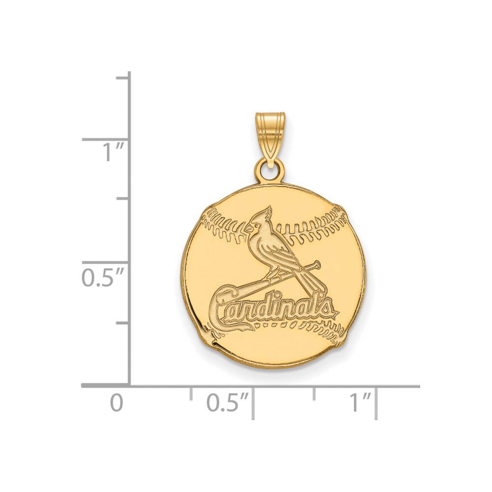 Alternate view of the 14K Gold Plated Silver MLB St. Louis Cardinals LG Baseball Pendant by The Black Bow Jewelry Co.