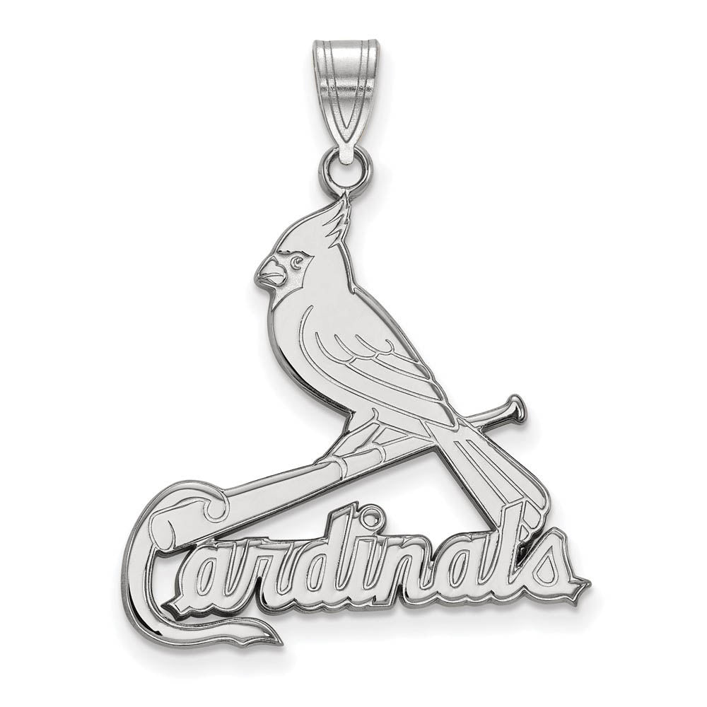 Sterling Silver MLB St. Louis Cardinals XL Script Logo Pendant, Item P33157 by The Black Bow Jewelry Co.