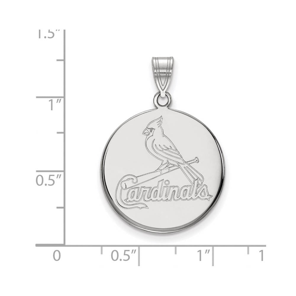 Alternate view of the Sterling Silver MLB St. Louis Cardinals Large Disc Pendant by The Black Bow Jewelry Co.