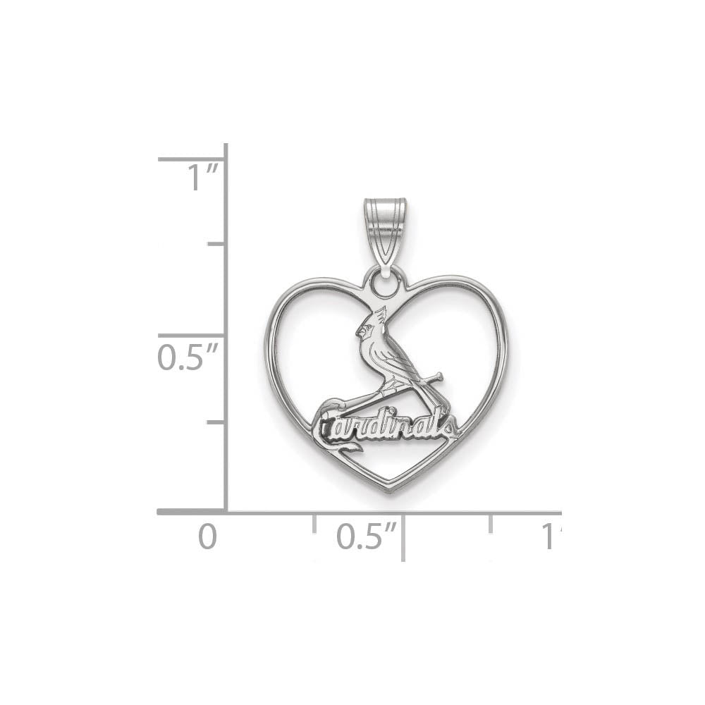Alternate view of the Sterling Silver MLB St. Louis Cardinals MD Heart Pendant by The Black Bow Jewelry Co.