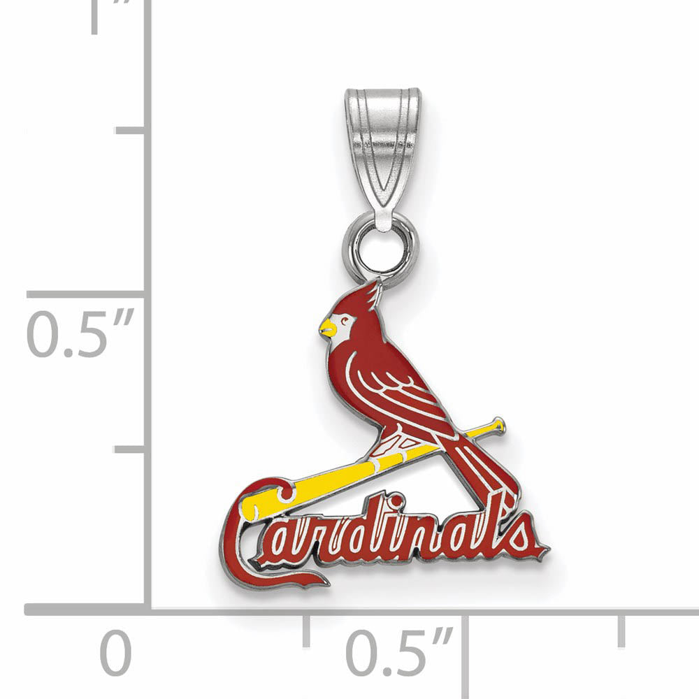 Alternate view of the Sterling Silver MLB St. Louis Cardinals SM Enamel Pendant by The Black Bow Jewelry Co.