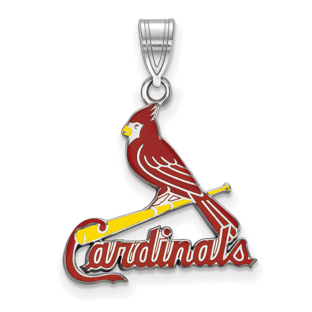 Sterling Silver MLB St. Louis Cardinals LG Enamel Pendant, Item P33173 by The Black Bow Jewelry Co.