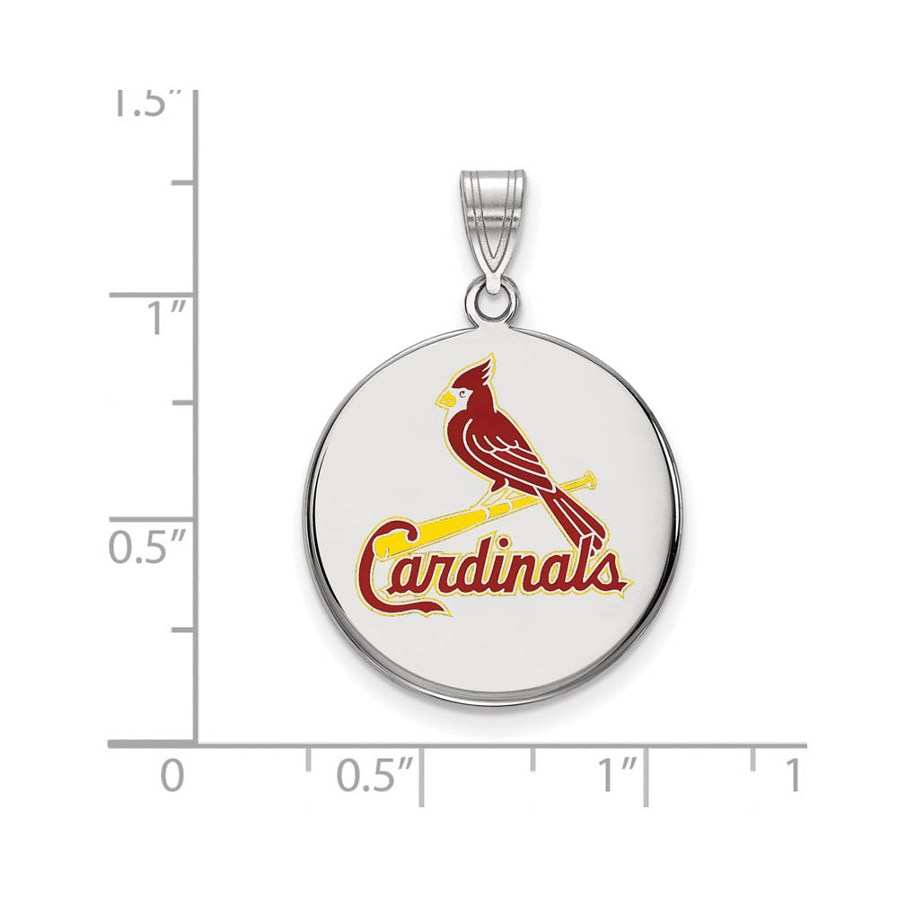 Alternate view of the Sterling Silver MLB St. Louis Cardinals LG Enamel Disc Pendant by The Black Bow Jewelry Co.