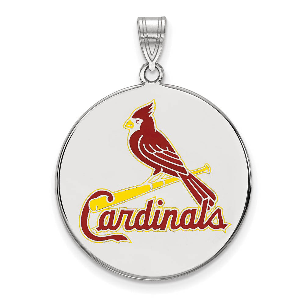 Sterling Silver MLB St. Louis Cardinals XL Enamel Disc Pendant, Item P33176 by The Black Bow Jewelry Co.