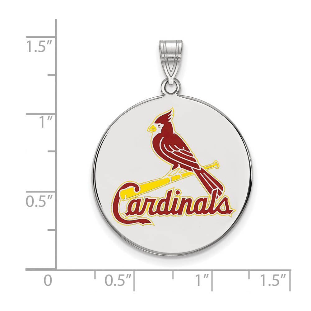 Alternate view of the Sterling Silver MLB St. Louis Cardinals XL Enamel Disc Pendant by The Black Bow Jewelry Co.