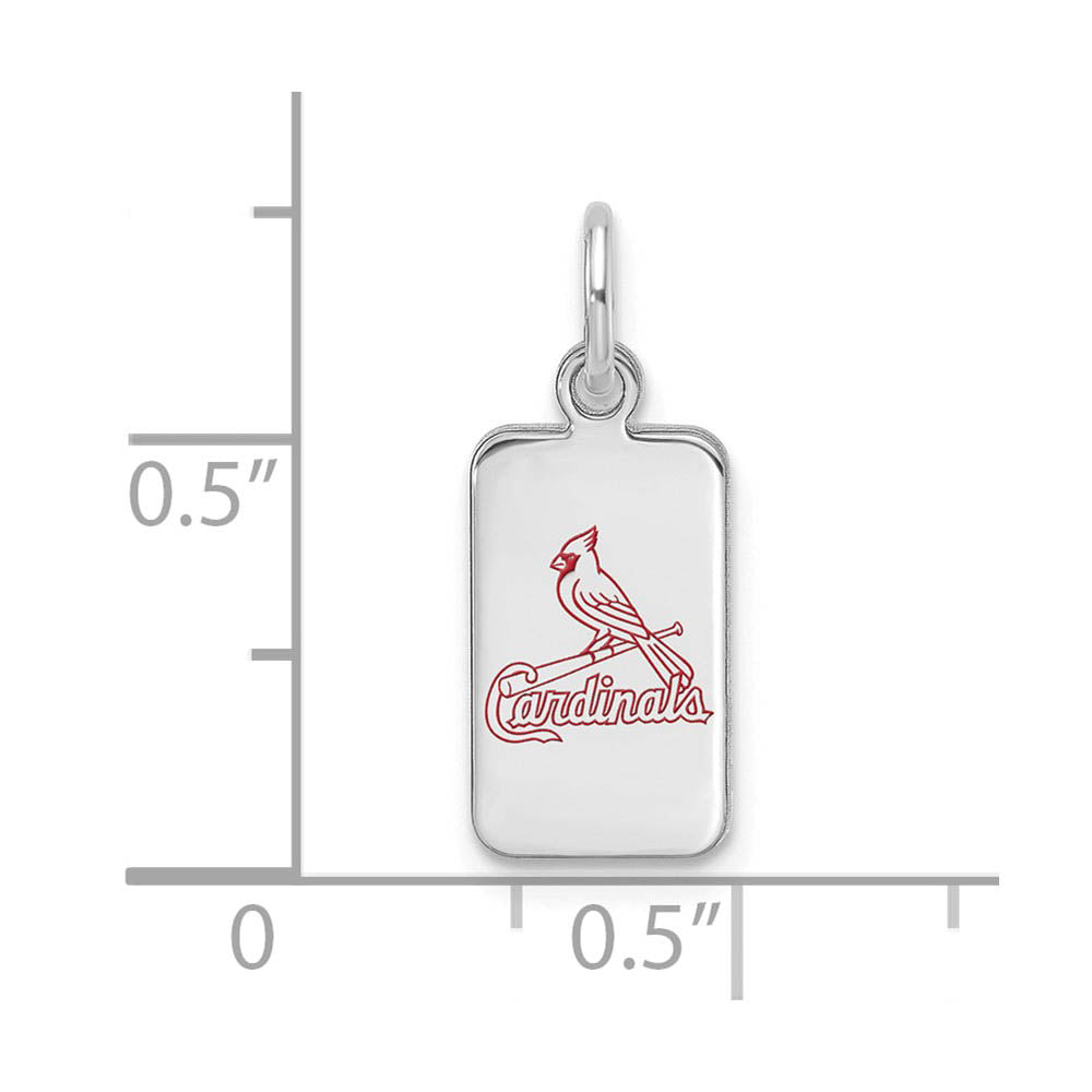 Alternate view of the Sterling Silver MLB St. Louis Cardinals XS (Tiny) Enamel Tag Charm by The Black Bow Jewelry Co.