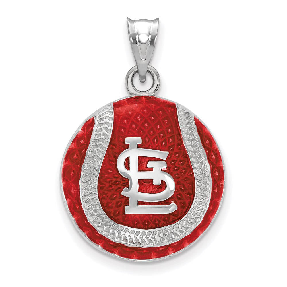 Sterling Silver MLB St. Louis Cardinals LG Enamel Baseball Pendant, Item P33181 by The Black Bow Jewelry Co.