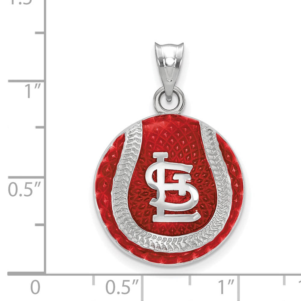 Alternate view of the Sterling Silver MLB St. Louis Cardinals LG Enamel Baseball Pendant by The Black Bow Jewelry Co.