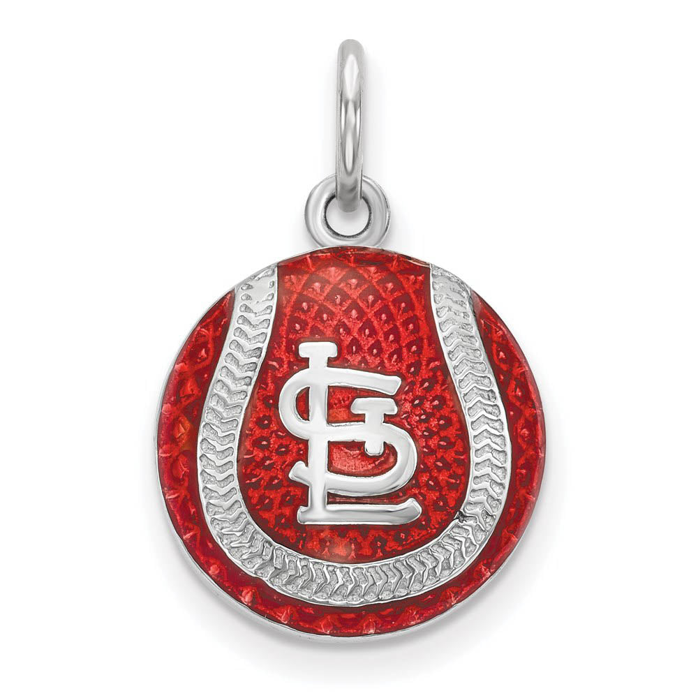 Sterling Silver MLB St. Louis Cardinals MD Enamel Baseball Charm, Item P33182 by The Black Bow Jewelry Co.