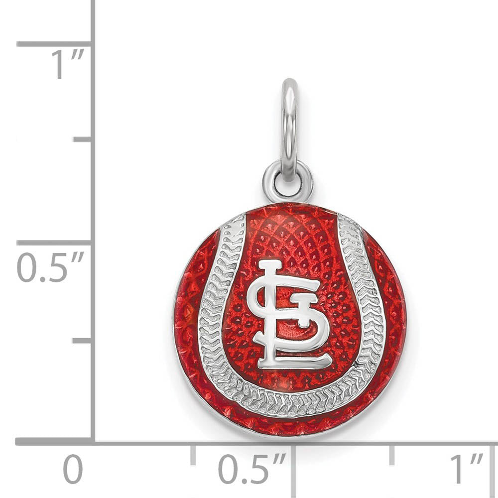 Alternate view of the Sterling Silver MLB St. Louis Cardinals MD Enamel Baseball Charm by The Black Bow Jewelry Co.