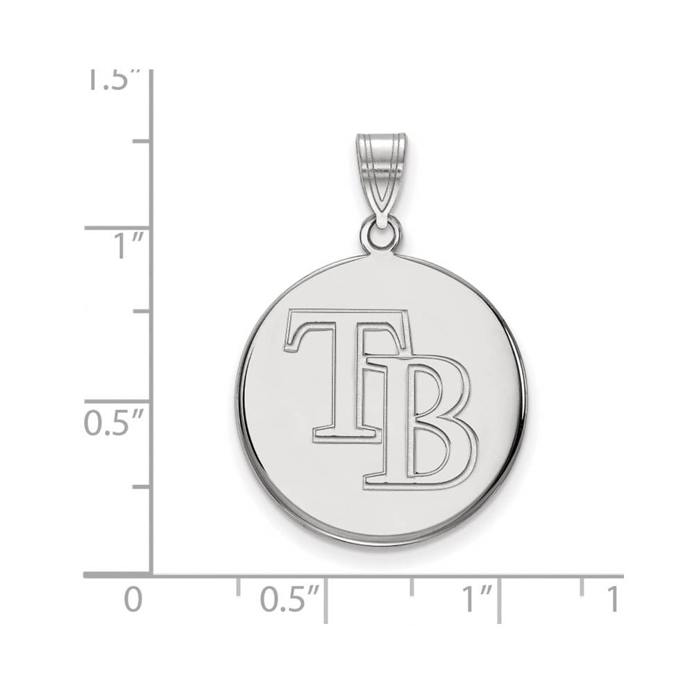 Alternate view of the 10K White Gold MLB Tampa Bay Rays Large Disc Pendant by The Black Bow Jewelry Co.