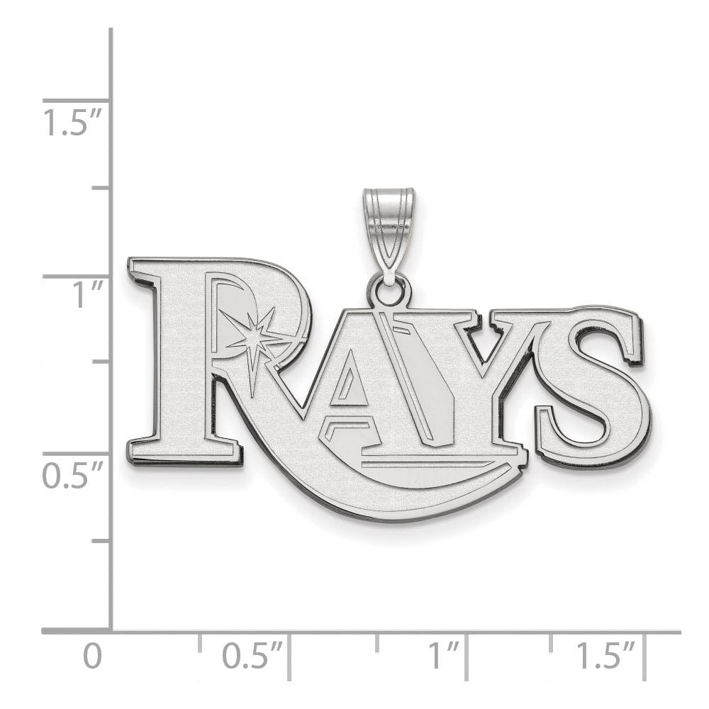 Alternate view of the 10K White Gold MLB Tampa Bay Rays large Script Pendant by The Black Bow Jewelry Co.