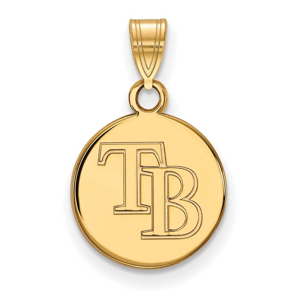 10K Yellow Gold MLB Tampa Bay Rays Small Disc Pendant, Item P33192 by The Black Bow Jewelry Co.