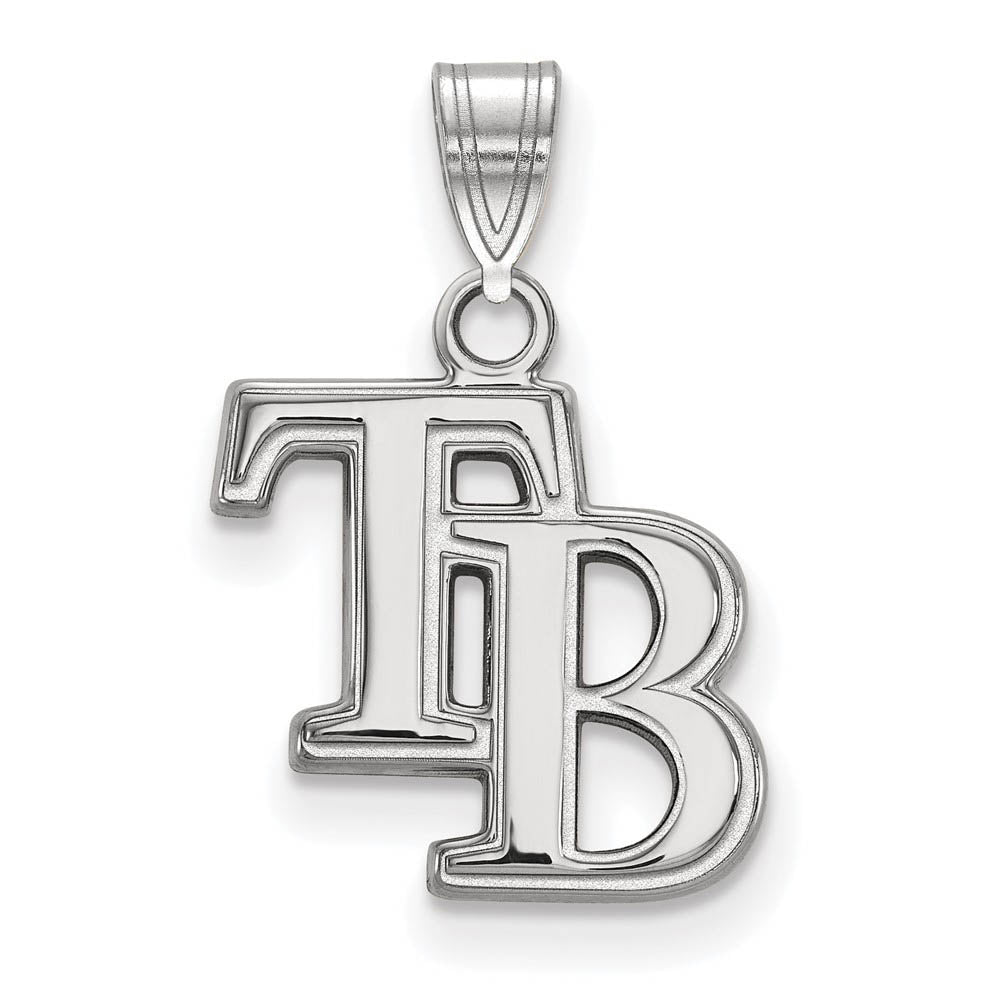 14K White Gold MLB Tampa Bay Rays Small Pendant, Item P33198 by The Black Bow Jewelry Co.
