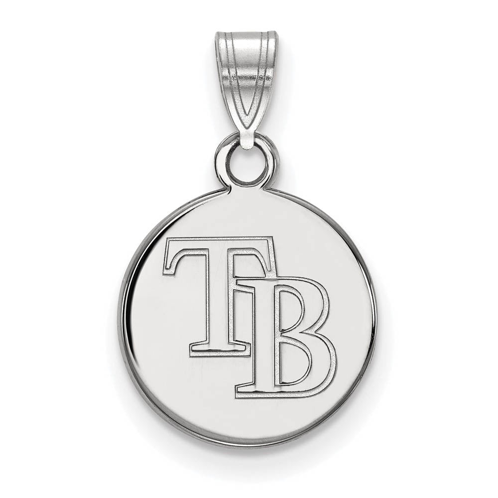 14K White Gold MLB Tampa Bay Rays Small Disc Pendant, Item P33199 by The Black Bow Jewelry Co.