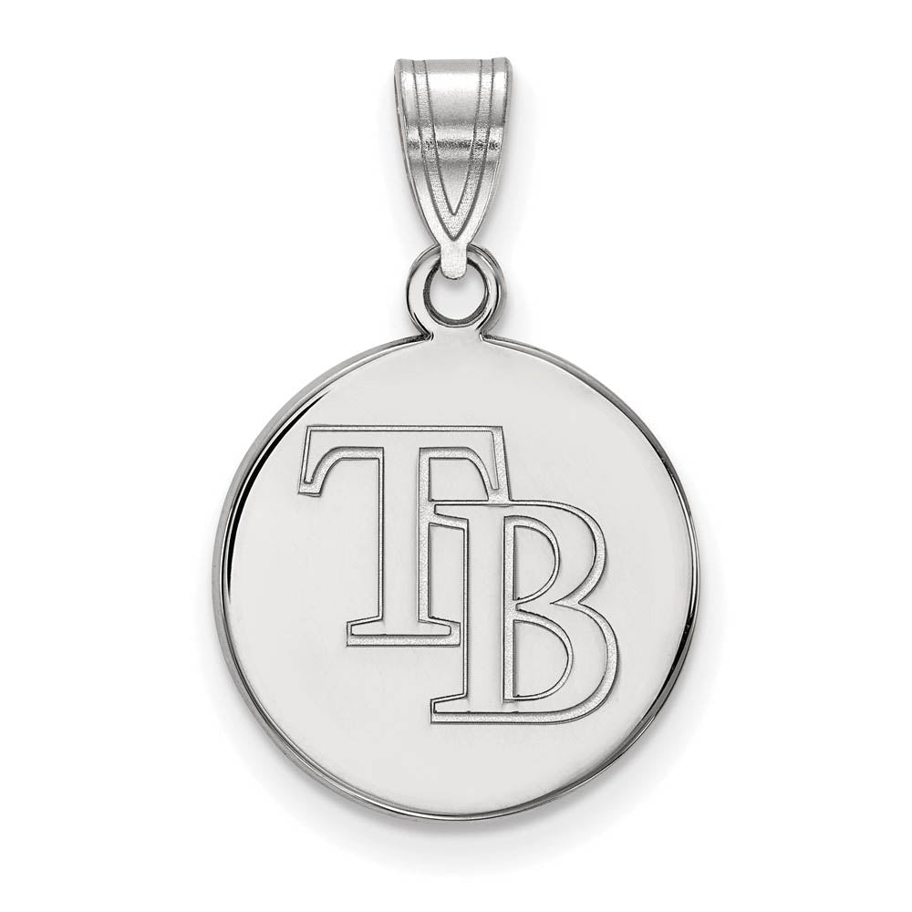 14K White Gold MLB Tampa Bay Rays Medium Disc Pendant, Item P33200 by The Black Bow Jewelry Co.
