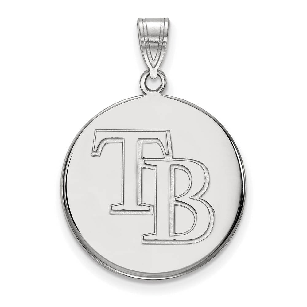 14K White Gold MLB Tampa Bay Rays Large Disc Pendant, Item P33201 by The Black Bow Jewelry Co.