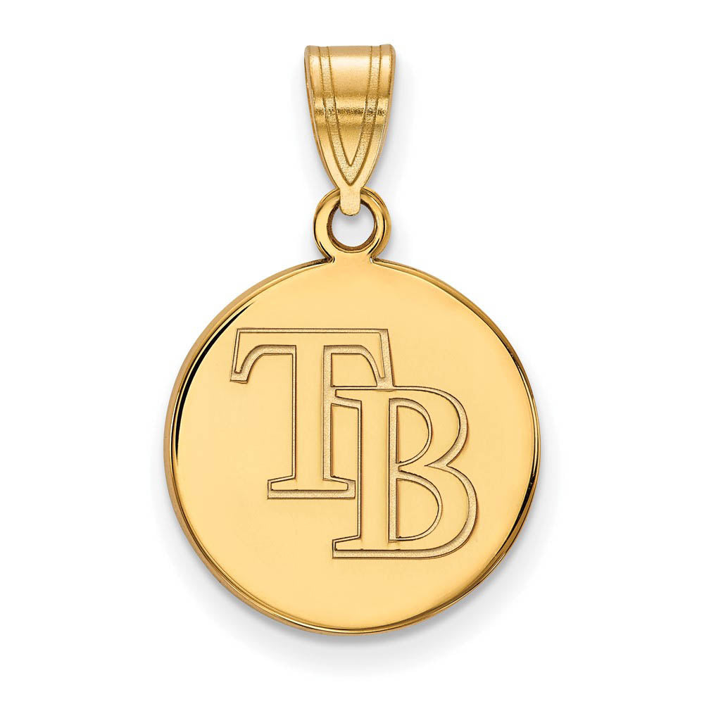 14K Gold Plated Silver MLB Tampa Bay Rays Medium Disc Pendant, Item P33214 by The Black Bow Jewelry Co.