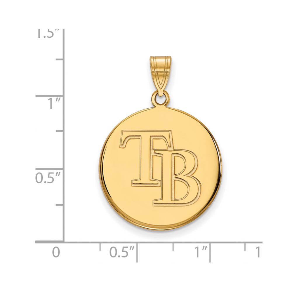 Alternate view of the 14K Gold Plated Silver MLB Tampa Bay Rays Large Disc Pendant by The Black Bow Jewelry Co.