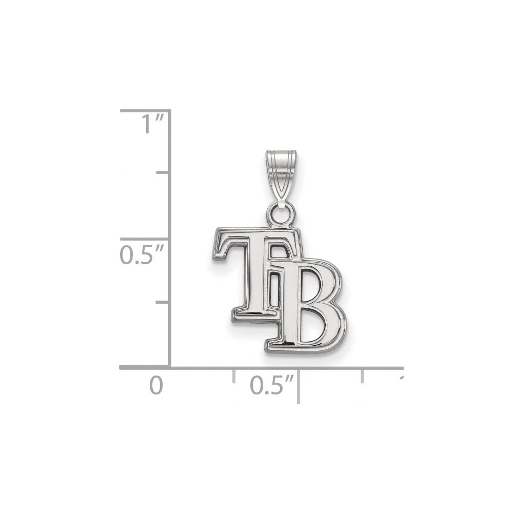 Alternate view of the Sterling Silver MLB Tampa Bay Rays Small Pendant by The Black Bow Jewelry Co.