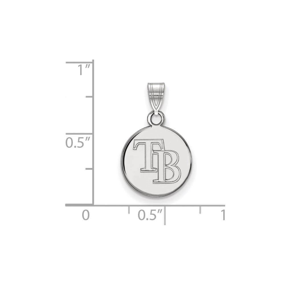 Alternate view of the Sterling Silver MLB Tampa Bay Rays Small Disc Pendant by The Black Bow Jewelry Co.